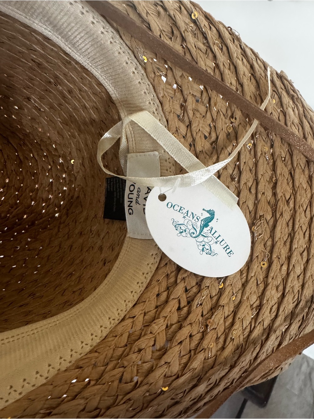 David and Young Natural Brown Straw Cowboy Hat with Chin Strap - Picture 5 of 6